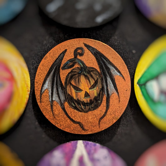 Bat O' Lantern Wooden Pin