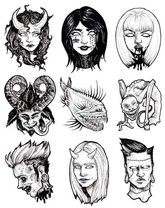 Black and White Horror Stickers